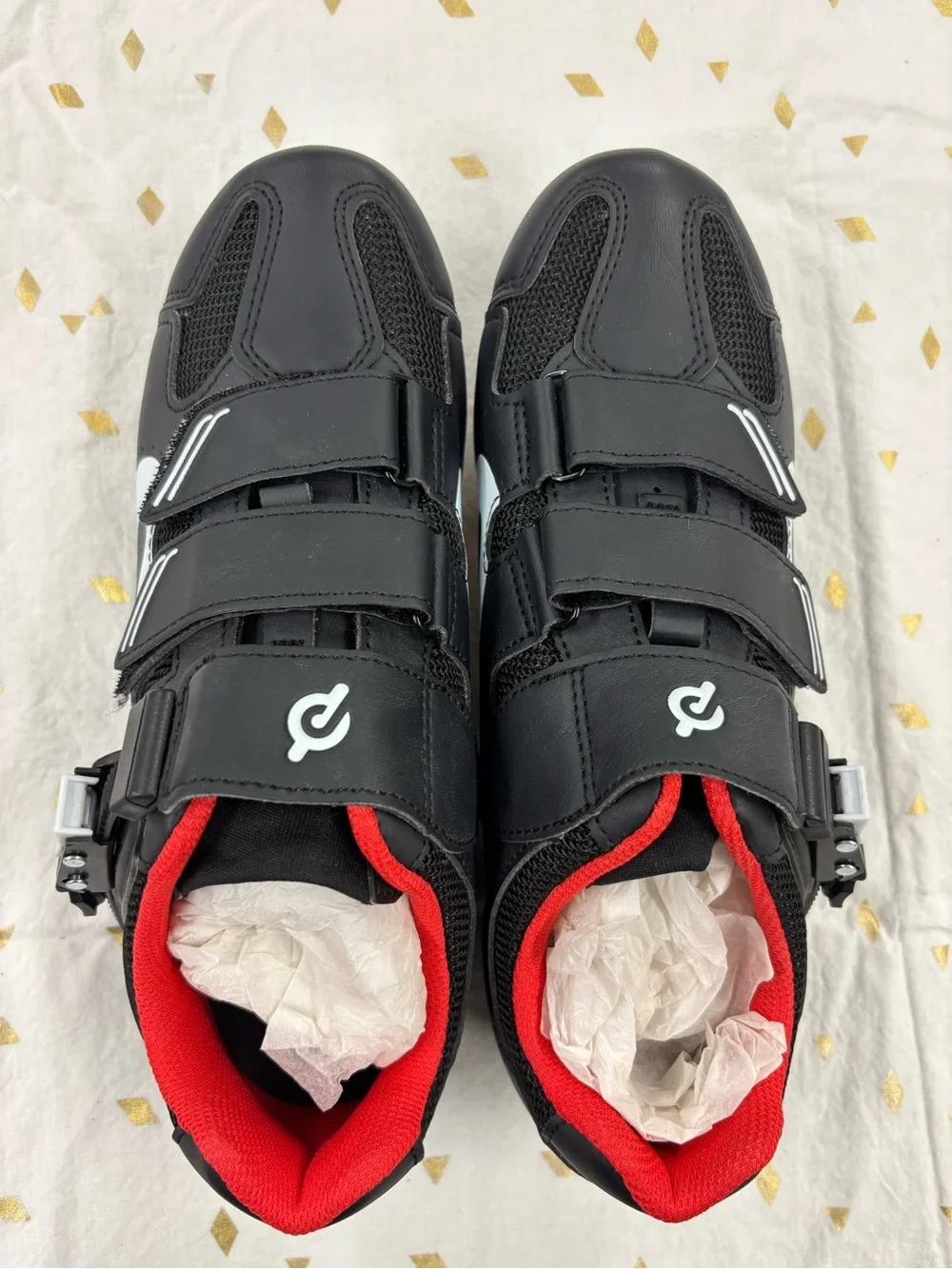 Peloton Women’s Black and  White and Red Cycling Sneakers